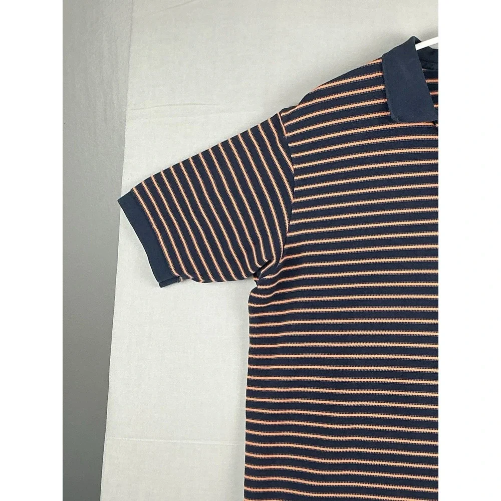 Polo Ralph Lauren Golf Shirt Men's Size XL Blue Orange Striped Short Sleeve